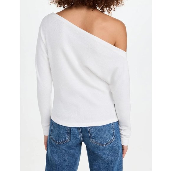 LNA Einar Waffle Off Shoulder Long Sleeve Top in Ivory - NWT - Size Large - Picture 5 of 6